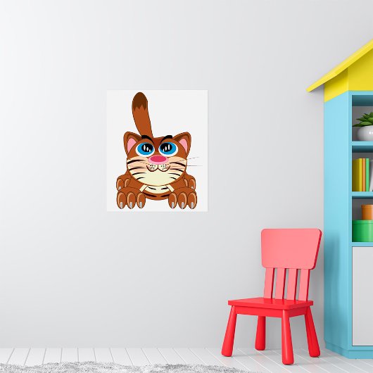 Poster Chat jouant avec Big Blue yeux amusant Whimsical K