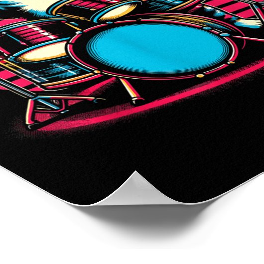 Poster Chat Jouant De La Batterie Batteur Nouveauté Amour (Coin)