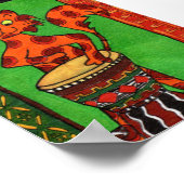 Poster Chat Jouer Djembe Africain Drum Mini Art Folk (Coin)