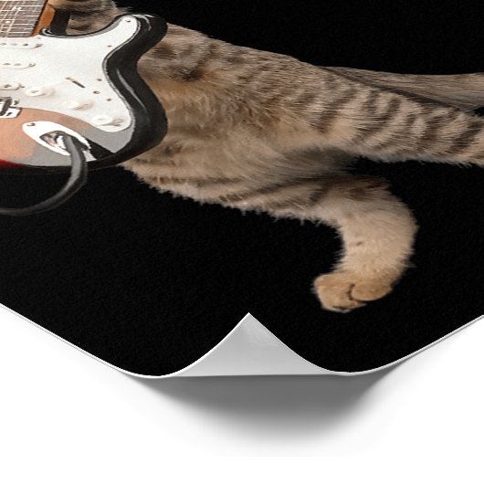Poster Chat Jouer Guitare Chemise Enfants Hommes Femmes R (Coin)