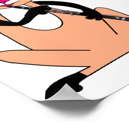 Poster Chat Jouer la Clarinette (Coin)