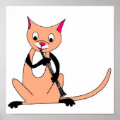 Poster Chat Jouer la Clarinette (Devant)