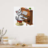 Poster Chat Jouer Piano (Cuisine)