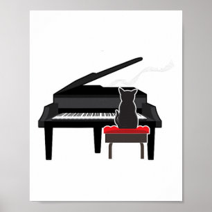 Poster Chat Jouer Piano Musique Amant Drôle T Chemise