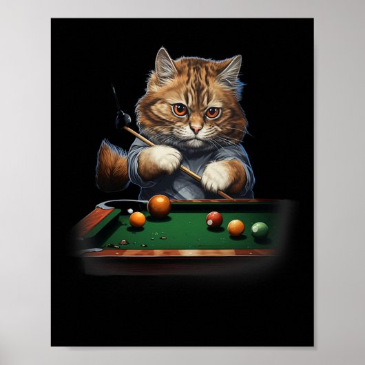 Poster Chat Jouer Pool Billard Cool Drôle Chats (Devant)