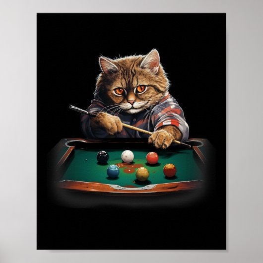 Poster Chat Jouer Pool Billard Cool Drôle Chats (Devant)