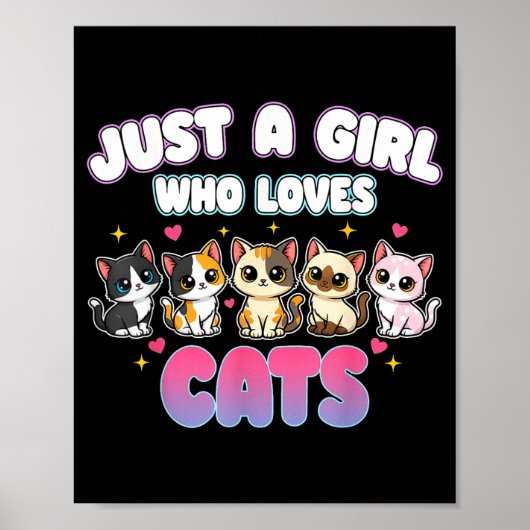Poster Chat Juste Une Fille Qui Aime Les Chats (Devant)