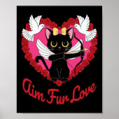 Poster Chat Kawaii Noir Cupide Avec Coeur Et Fourrure De (Devant)