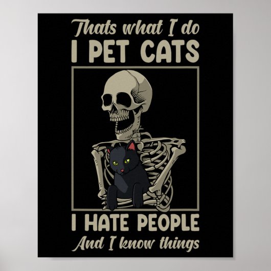 Poster Chat Kitten Lover Grumpy Crâne Kitty Propriétaire (Devant)