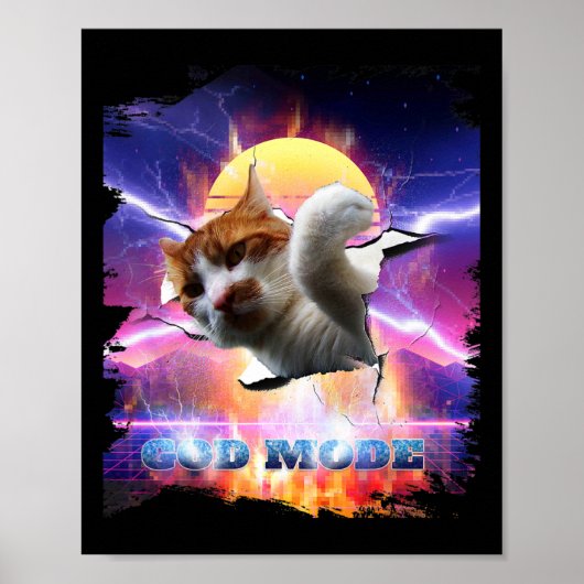 Poster Chat Kitty a fissuré le mur de jeu du mode dieu du (Devant)