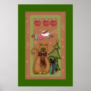 Poster Chat Kitty avec photo d'arbre
