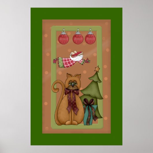 Poster Chat Kitty avec photo d'arbre (Devant)