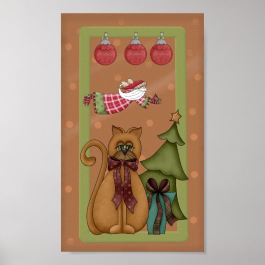 Poster Chat Kitty avec photo d'arbre (Devant)