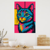 Poster Chat Kitty Pop Art Rétro (Cuisine)