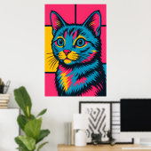 Poster Chat Kitty Pop Art Rétro (Bureau à domicile)