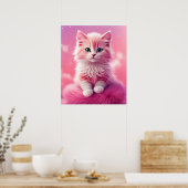 Poster Chat Kitty Rose Fluffy Cute Dreamy (Cuisine)