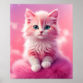 Poster Chat Kitty Rose Fluffy Cute Dreamy (Devant)