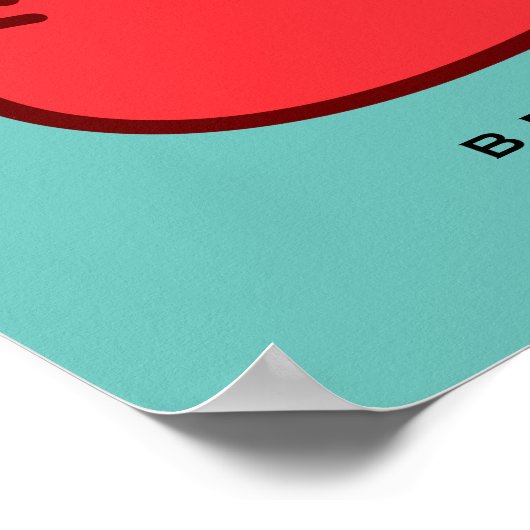 Poster Chat Kitty souriant rouge (Coin)