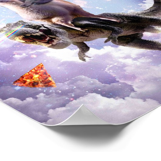 Poster Chat Laser Eyes Space Sur Llama Dinosaur - Arc En (Coin)
