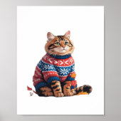 Poster Chat Leaf Automne Bonjour Automne Funny Chat Kitte (Devant)