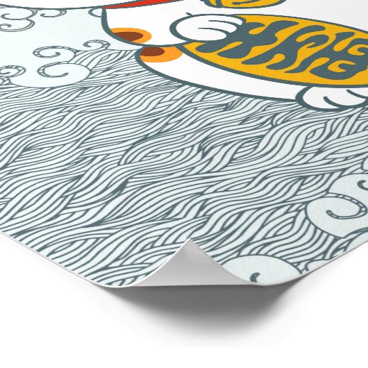 Poster Chat Lucky Japonais Calico | Maneki Neko Left Paw (Coin)