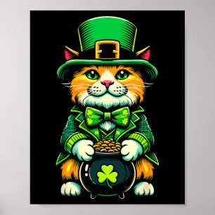 Poster Chat lutin de la Saint-Patrick Chat Trèfle irlanda