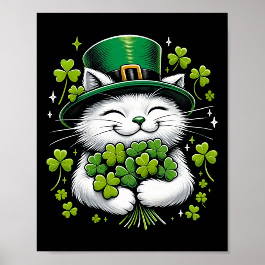 Poster Chat Lutin Trèfle St. Patrick Filles Femmes (Devant)