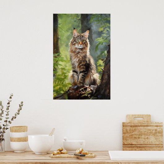 Poster chat Maine Coon (Cuisine)