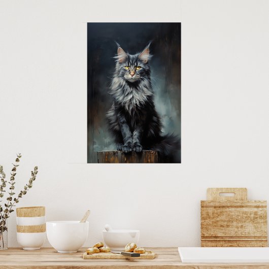 Poster chat Maine Coon (Cuisine)