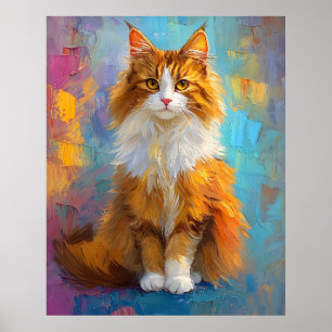 Poster Chat majestueux Maine Coon – Portrait numérique ro