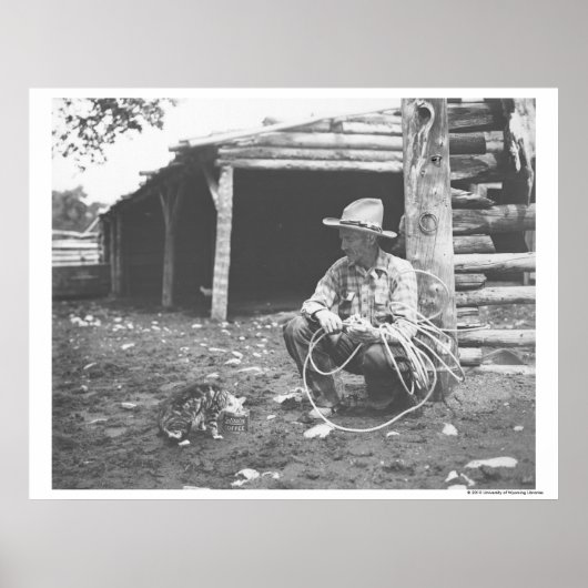 Poster Chat mangeant dans une boîte de café. (Devant)