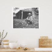 Poster Chat mangeant dans une boîte de café. (Cuisine)