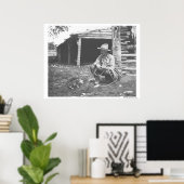 Poster Chat mangeant dans une boîte de café. (Bureau à domicile)