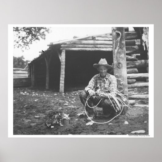 Poster Chat mangeant dans une boîte de café (Devant)
