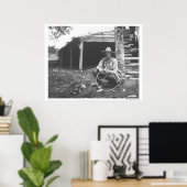 Poster Chat mangeant dans une boîte de café (Bureau à domicile)