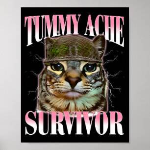 Poster Chat Mème Survivant Mal De Ventre Drôle De Dicton