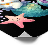 Poster Chat Mermaid 7e anniversaire 7 ans Fille ou (Coin)