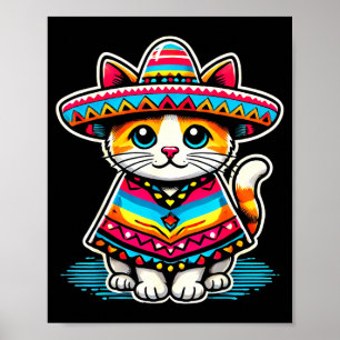 Poster Chat Mexicain Drôle Cinco De Mayo Chat Sombrero Po