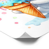 Poster Chat mignon à l'aquarelle mangeant une glace Fanta (Coin)