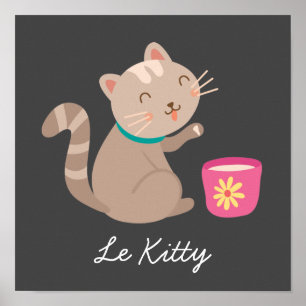 Poster Chat mignon avec dessin animé Le Kitty