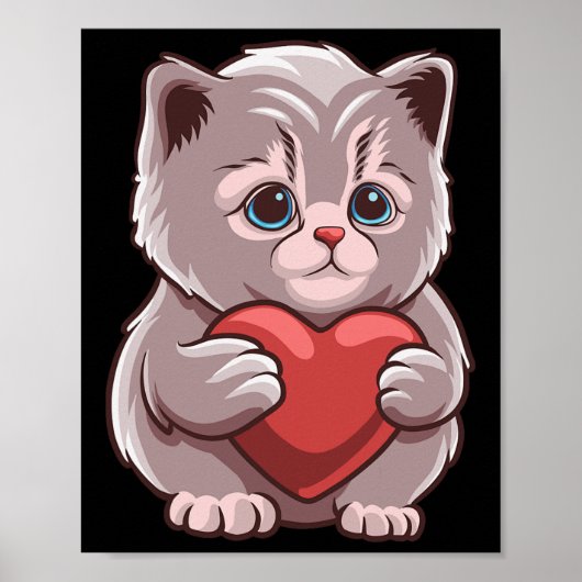 Poster Chat mignon câlinant la Saint-Valentin Kitty Love (Devant)