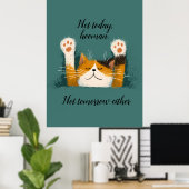 Poster Chat mignon drôle qui fait la sieste (Bureau à domicile)