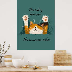Poster Chat mignon drôle qui fait la sieste