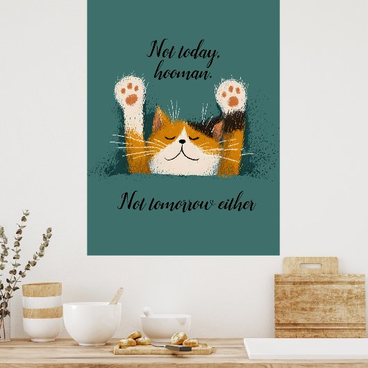 Poster Chat mignon drôle qui fait la sieste (Cuisine)
