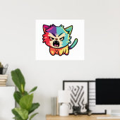 Poster Chat mignon en colère qui baisait. (Bureau à domicile)