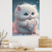 Poster Chat mignon en Tenue de Neige Coeur Art personnali (Cuisine)
