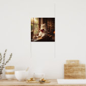 Poster Chat Mignon en Train de Lire (Cuisine)