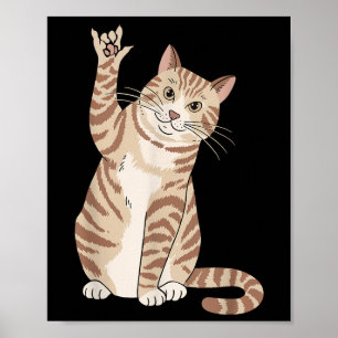 Poster Chat mignon Ily geste de la main Asl Perte auditiv