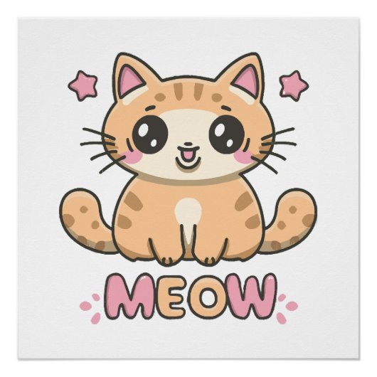 Poster chat mignon miaou (Devant)