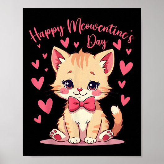 Poster Chat Mignon Saint-Valentin Pour Filles Kitty Fille (Devant)